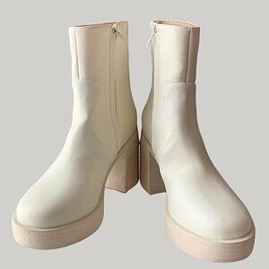 Altar'd State Cream Platform Chunky Heel Boot Size 6.5